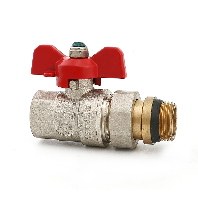 บอลวาล์วเจาะเต็มตัวทองเหลืองพร้อมที่จับผีเสื้อ AMT-2032
